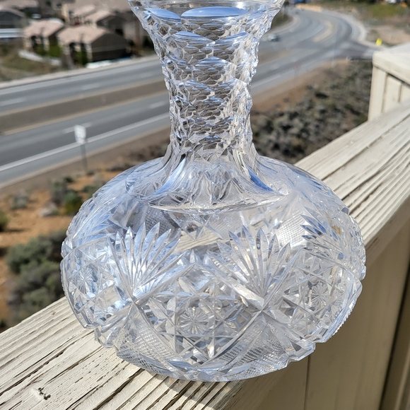 Antique Hawkes Crystal Vase/ Decanter Gladys Pattern 7" c. 1901 - Picture 6 of 9